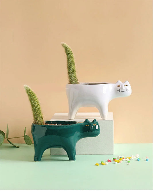 Purrfect Ceramic Plant Pot