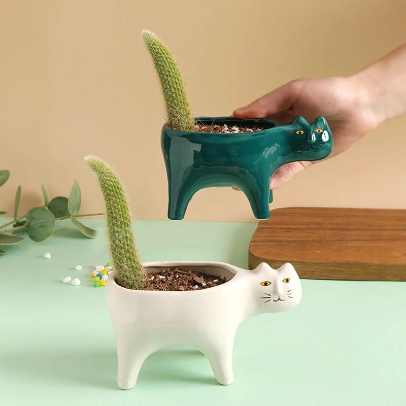 Purrfect Ceramic Plant Pot