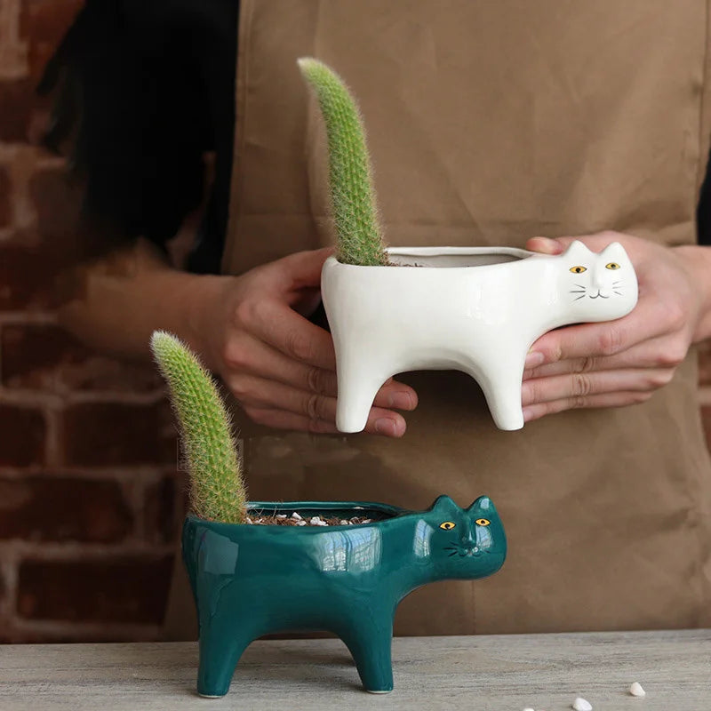 Purrfect Ceramic Plant Pot